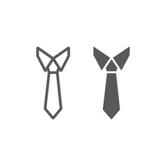Tie line and glyph icon, office and business, necktie sign, vector graphics, a linear pattern on a white background, eps 10.