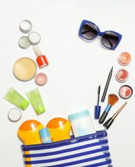 Summer cosmetic bag essentials