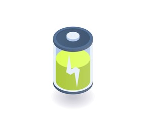 Battery indicator isometric icon. Vector 3D illustration for web design.