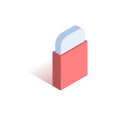 School eraser isometric icon. Vector 3D illustration for web design.