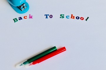 back to school lettering and background.pens papr and blank space