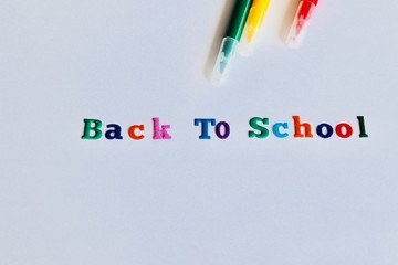 back to school lettering and background.pens papr and blank space