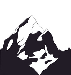 landscape mountains, silhouette, vector