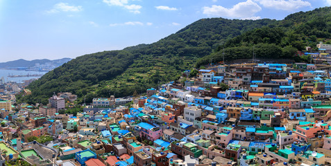 Panorama view of Gamcheon Culture Village located in Busan city