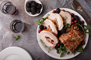 Roasted pork with apple filling