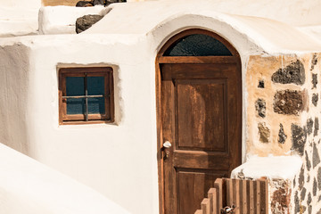 typical architecture of houses on the island of Santorini in Greece in the Cyclades