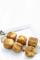 fried mashed potato square croquettes simple vegetarian side dish