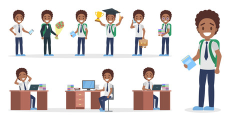 Obraz premium Set of school boy character