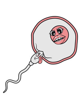 angst gesicht befruchtung eizelle besamen ei sperma spermium schwanger samen abspritzen schw&auml;ngern baby kind eltern mama papa schwimmen wichse comic cartoon
