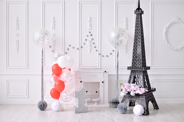 One year birthday decorations. Children Birthday. Paris style.