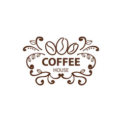 Coffee Shop Logo Design Element in Vintage Style for Logotype, Label, Badge and other design. Bean retro vector illustration.