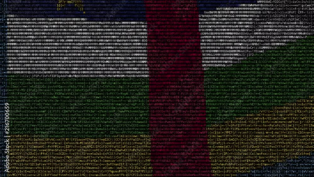 Poster waving flag of the central african republic made of text symbols on a computer screen. conceptual lo