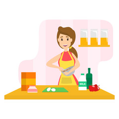 Housewife cooking apple pie