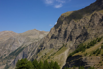 Fototapeta na wymiar Mountain panorama and barren Landscape french alps