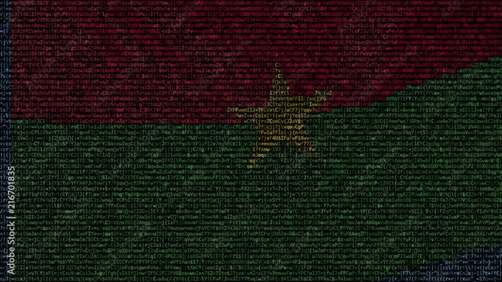 Aufkleber waving flag of burkina faso made of text symbols on a computer screen. conceptual loopable animation