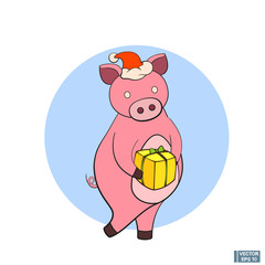 Christmas icon with a pig.