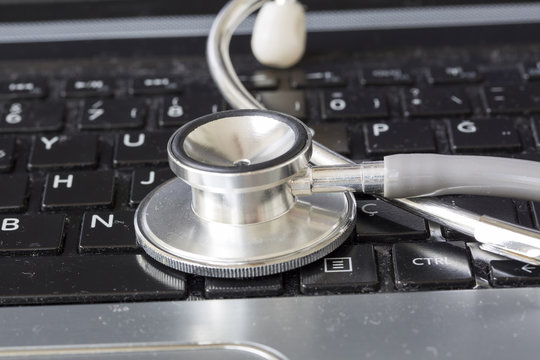 Stethoscope on Laptop Keyboard