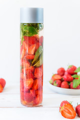 Detox Infused Water with Strawberries and Mint in Sports Bottle
