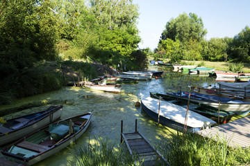 Angler boats at Lake Balaton, Hungary