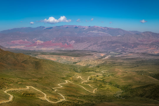 High view of Valley at Quebrada de Humahuaca - Humahuaca, Jujuy, Argentina