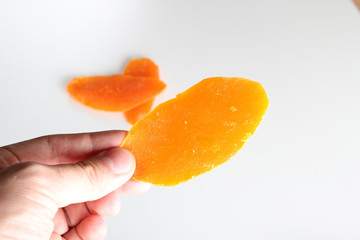 dried mango on a light background