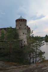 Fototapeta na wymiar View to Olavinlinna fortress, Savonlinna, Finland