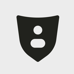 Man with shield, insurance icon, vector illustration eps10. Glyph icon solid style.