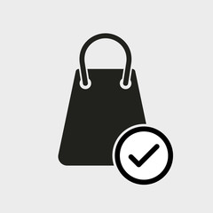 Purchasing icon. Confirm purchase icon. Glyph icon solid style.