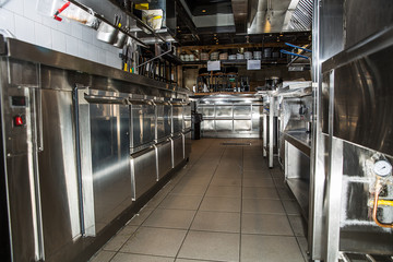 Professional kitchen, view counter in steel