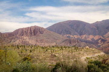 Aerial view of Pucara de Tilcara pre-inca ruins - Tilcara, Jujuy, Argentina