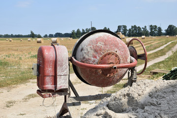 concrete mixer with cement for house brickwork