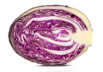 Fototapeta premium Fresh red cabbage isolated on white background with clipping path