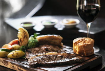 sunday roast beef traditional british meal set on table