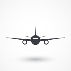 Airplane vector icon. Aircraft travel sign. Flight transport symbol