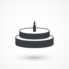 Birthday cake vector icon. Celebration sign. Party food symbol. Logo graphic design concept. Logotype, icon, template in web and print