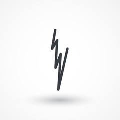 Lightening bolt sign line vector icon. Power supply sign. Electricity symbol. Logo graphic design concept. Logotype, icon, template in web and print