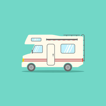 Camper | vector icon with green background