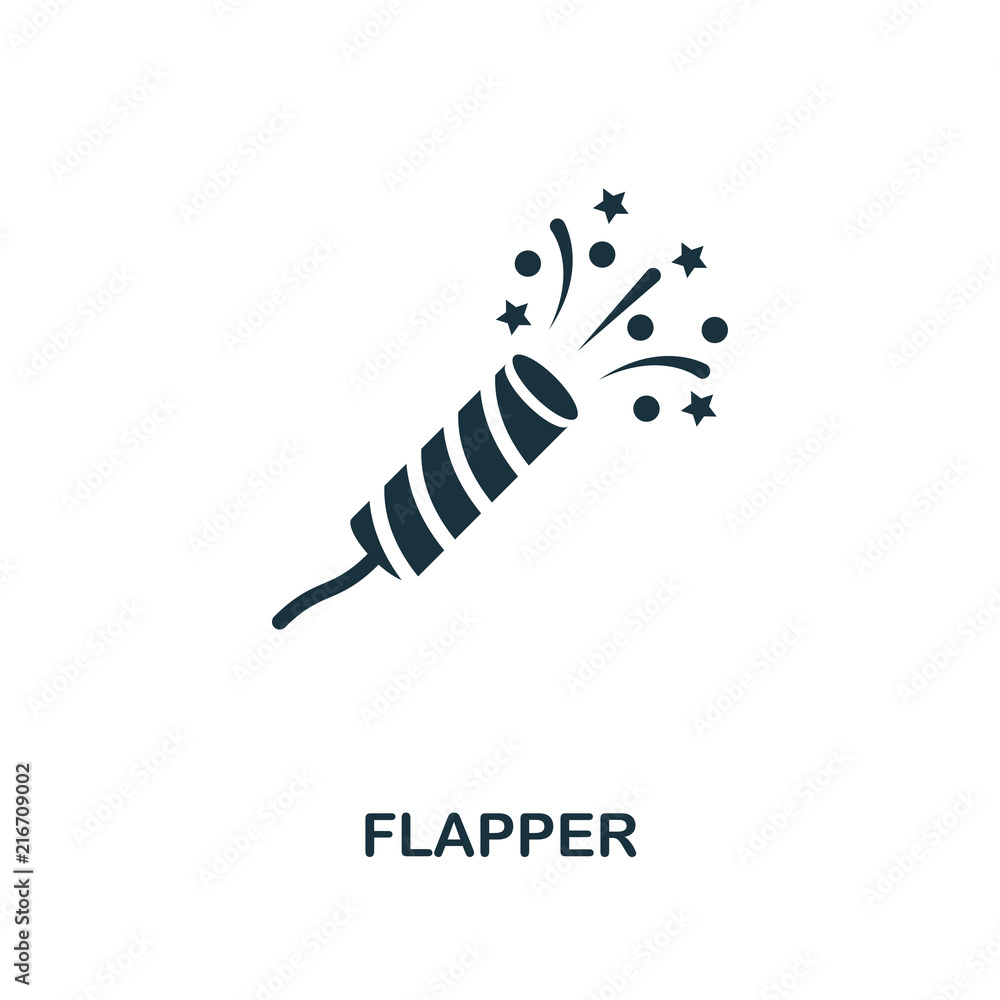Poster flapper with confetti creative icon. simple element illustration. flapper with confetti concept symb