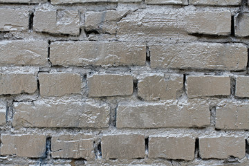 Silver painted brick wall as background, texture