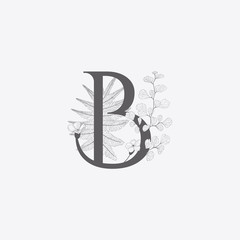 Vector Hand Drawn floral A monogram and logo