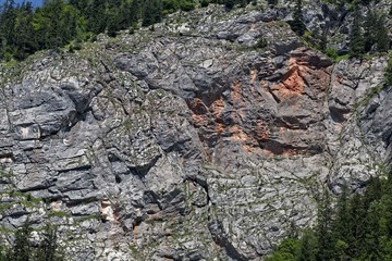 Beds of Triassic limestone at the Steinerne Platte area in Austria