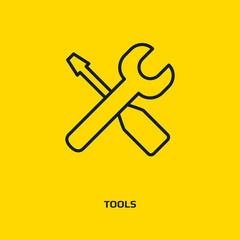 Screwdriver and Wrench. Tools vector icon.