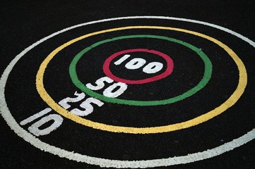 Kids outdoor playground painted game on asphalt surface