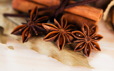 Anise, cinnamon and orange ingredients preparation mulled wine