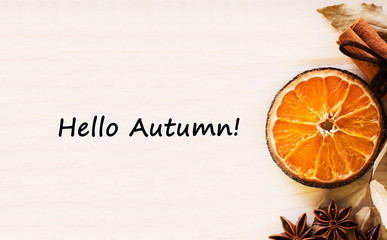 Anise, cinnamon, orange and dry leaves ingredients