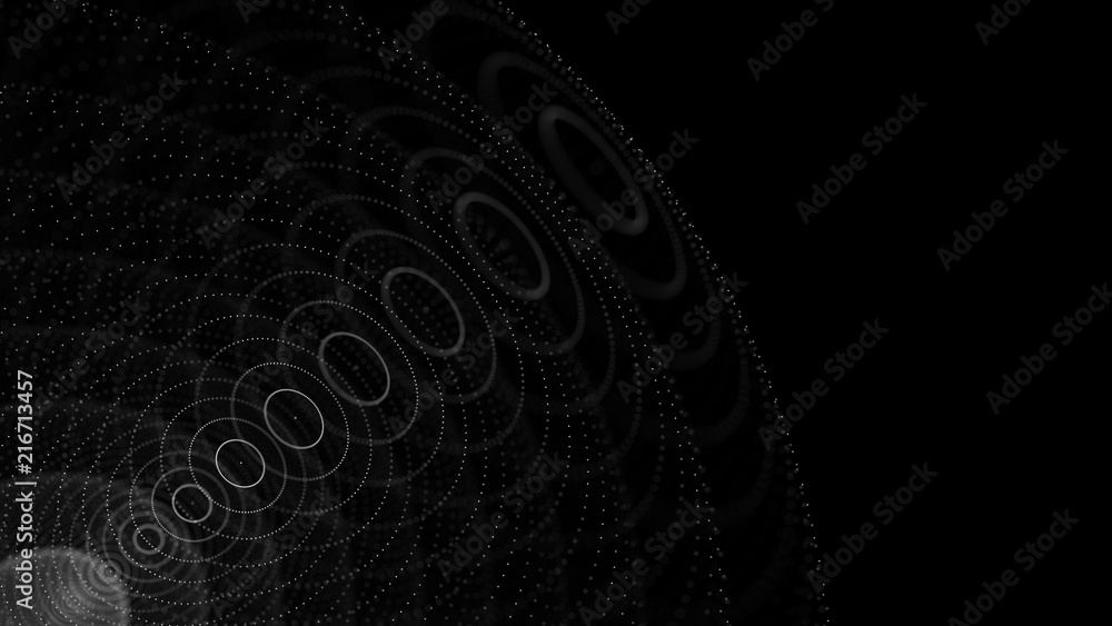 Aufkleber Cosmic galaxy illustration with nebula. Abstract 3d sphere made of points. Galaxy space background. Sphere particles. 3D rendering.