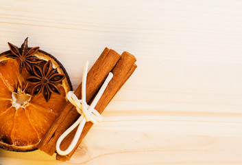 Anise, cinnamon and orange ingredients preparation mulled wine