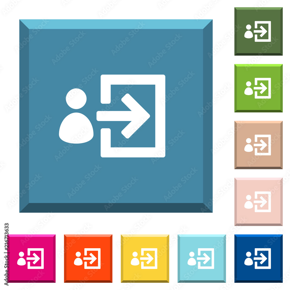 Poster user login white icons on edged square buttons