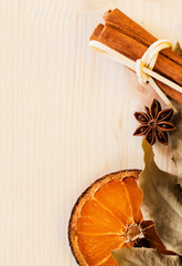 Anise, cinnamon and orange ingredients preparation mulled wine