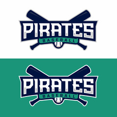 Modern professional vector emblem pirates for baseball in green theme